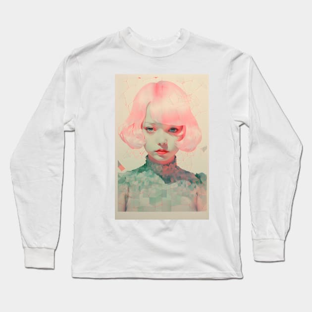 Ethereal Riso Lady: Grace in Print Long Sleeve T-Shirt by AestheticsArt81